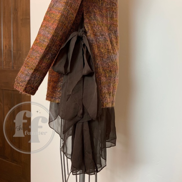 A'reve Autumn Knit Chiffon Hem Sweater Tunic Top - Picture 3 of 5